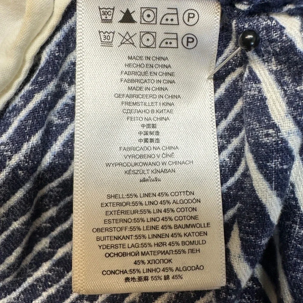 Michael Kors Wide Leg Pants‎ Womens Size 4 Navy White Chevron Linen